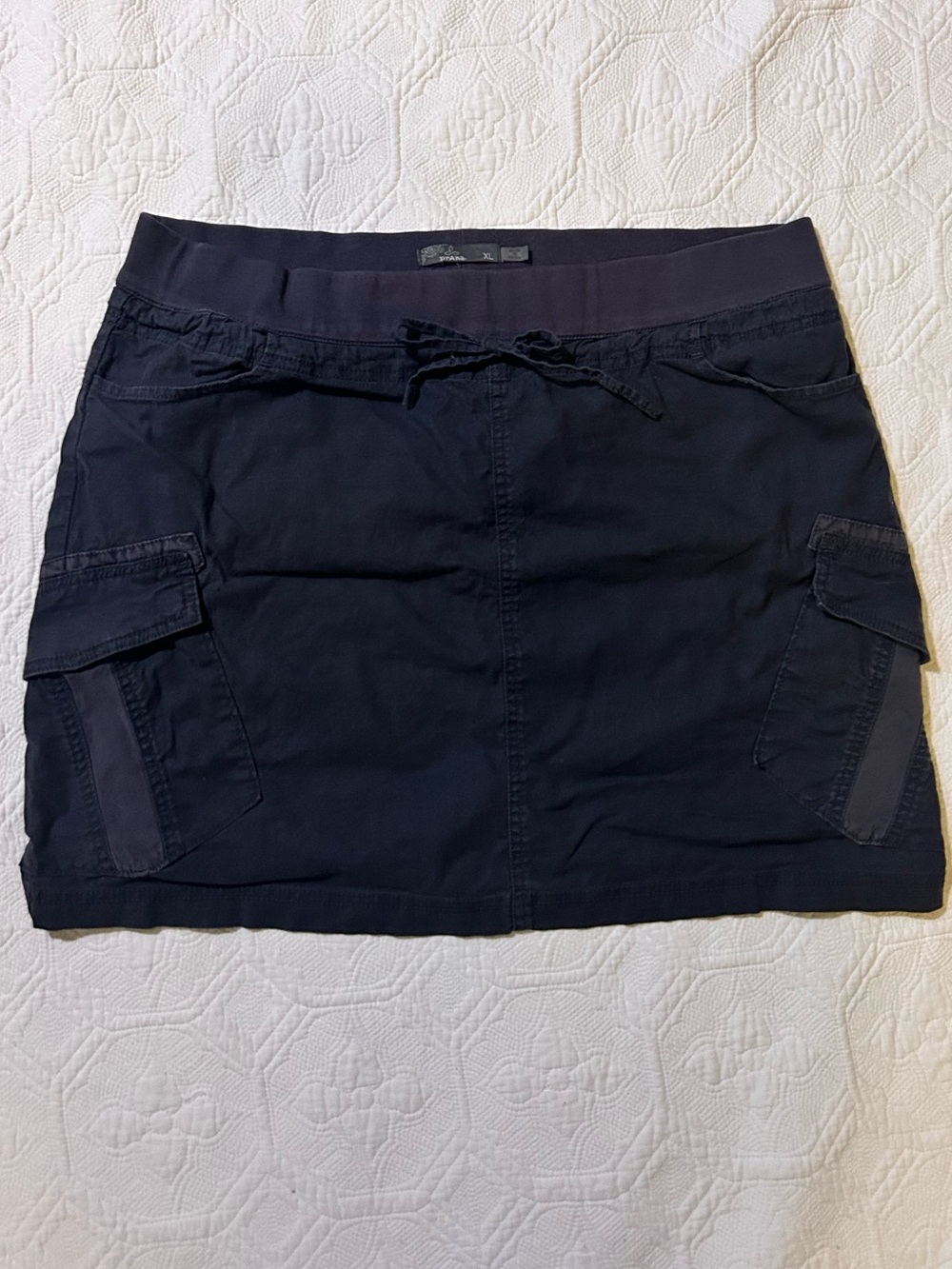 Prana Black Cargo Mini Skirt with Drawstring Waist